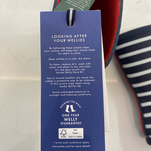 Joules Junior Roll Up Wellies - Navy Stripe Sz 13C - Rubber Rainboots Girls 13 - Picture 8 of 9